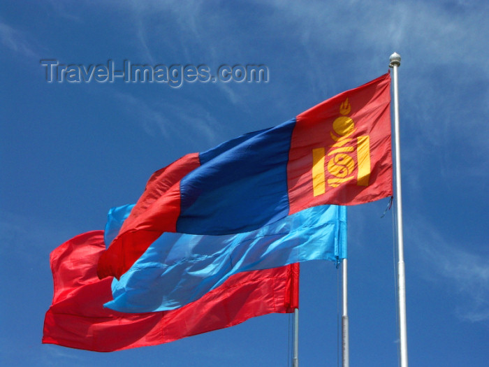 mongolia1: Mongolia - Ulan Bator / Ulaanbaatar: Mongolian flag - photo by P.Artus - (c) Travel-Images.com - Stock Photography agency - Image Bank