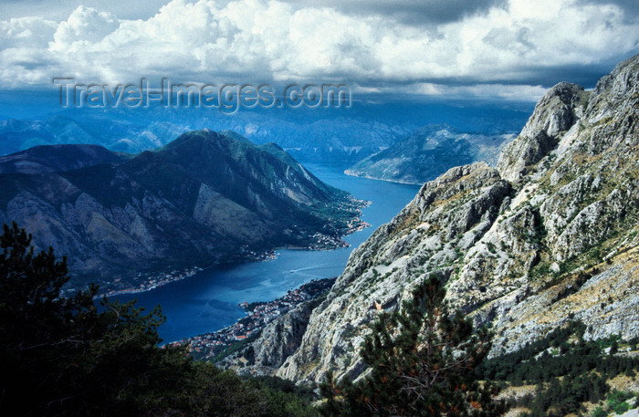 montenegro201: Montenegro - Kotor: Boka Kotorska and the town seen from the mountains - fjord - bocche di Cattaro - photo by D.Forman - (c) Travel-Images.com - Stock Photography agency - Image Bank