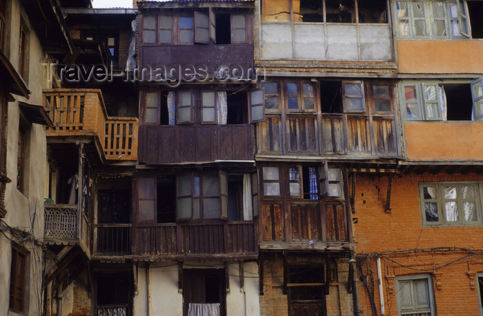 nepal279: Kathmandu, Nepal: timber balconies - housing in the old town - photo by W.Allgöwer - (c) Travel-Images.com - Stock Photography agency - Image Bank