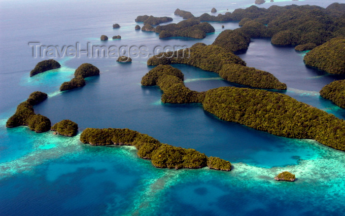 palau10: Rock Islands / Chelbacheb, Koror state, Palau: aerial view - ancient coral reefs - photo by B.Cain - (c) Travel-Images.com - Stock Photography agency - Image Bank