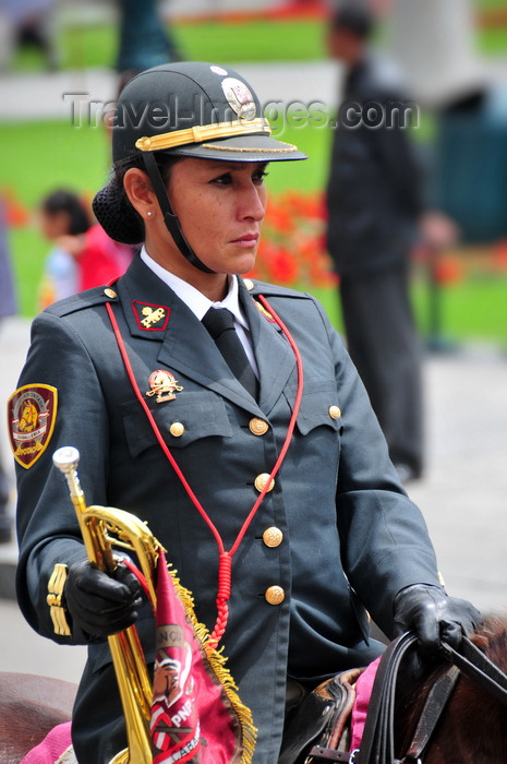 peru87: Lima, Peru: Clarinetist of Peruvian National Police mounted band - Plaza de Armas - change of the guard parade - photo by M.Torres - (c) Travel-Images.com - Stock Photography agency - Image Bank