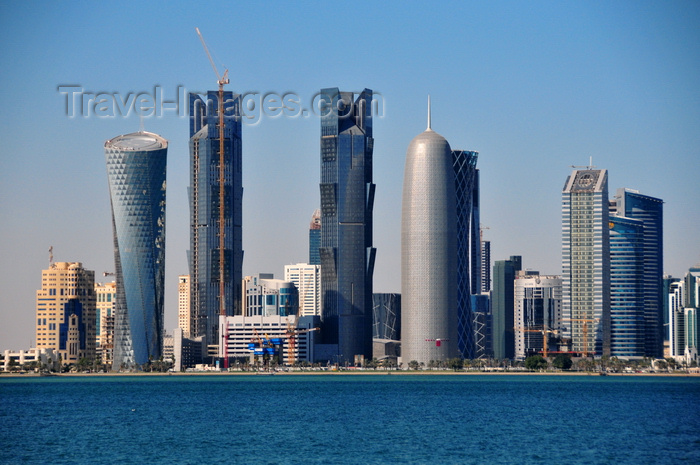 qatar52: Doha, Qatar: north Corniche skyscrapers - Al Bidda Tower, Palm Towers, Burj Qatar, Tornado Tower, Ministry of Awqaf and Islamic Affairs, Al Fardan Twin Towers,  West Bay skyline - photo by M.Torres - (c) Travel-Images.com - Stock Photography agency - Image Bank