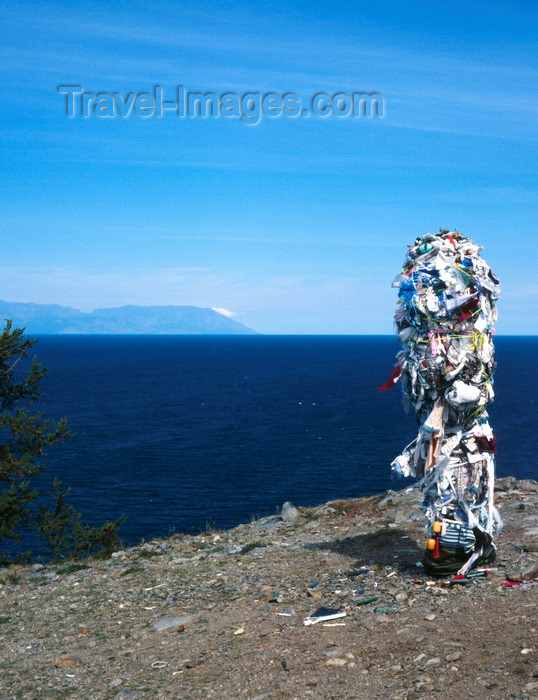 russia21: Lake Baikal, Irkutsk oblast, Siberia, Russia: Russia: northern shore of Olchon Island - Buryat people being superstitious built a remembrance totem - Shamanism - photo by A.Harries - (c) Travel-Images.com - Stock Photography agency - Image Bank