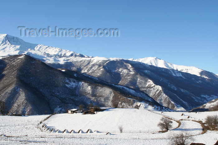 russia797: Chechnya, Russia - landscape in winter - farm and mountains - Northern Caucasus mountains - photo by A.Bley - (c) Travel-Images.com - Stock Photography agency - Image Bank