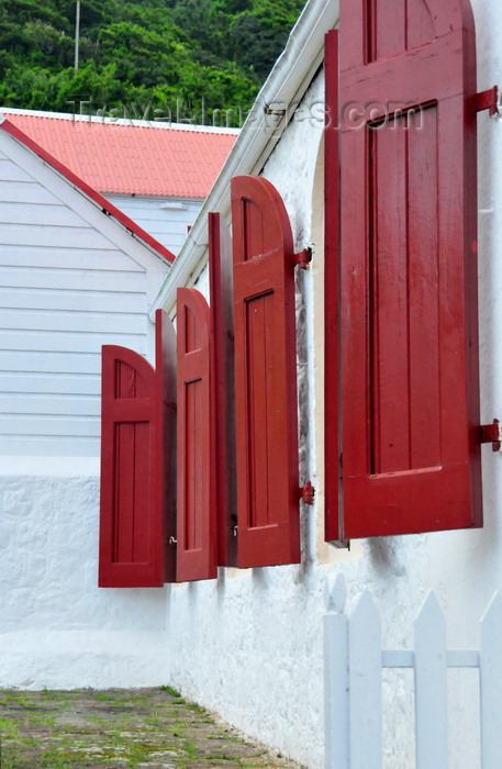 saba77: Windwardside, Saba: St Paul's Conversion church - red shutters - photo by M.Torres - (c) Travel-Images.com - Stock Photography agency - Image Bank
