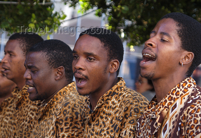 safrica181: South Africa - Street singers, Cape Town - leopard shirts - photo by B.Cain - (c) Travel-Images.com - Stock Photography agency - Image Bank