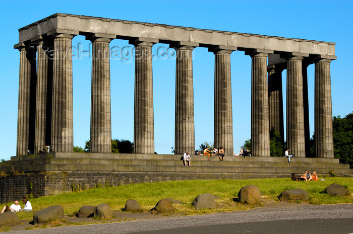 scot134: Scotland - Edinburgh: National Monument - the Athens of the north, this replica of the Parthenon waserected on Calton Hill in the 1820's - the money ran out and it was neverfinished but remains part of the skyline to this day - photo by C.McEachern - (c) Travel-Images.com - Stock Photography agency - Image Bank