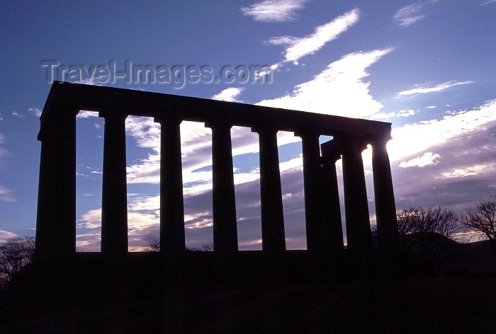scot34: Scotland - Ecosse - Edinburgh: National Monument - Greek temple at dusk - homage to the victims of the Napoleonic Wars - photo by F.Rigaud - (c) Travel-Images.com - Stock Photography agency - Image Bank