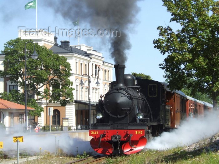 sweden102: Vastervik, Kalmar län, Sweden: Steam Train - smoke and steam by the station - photo by A.Bartel - (c) Travel-Images.com - Stock Photography agency - Image Bank