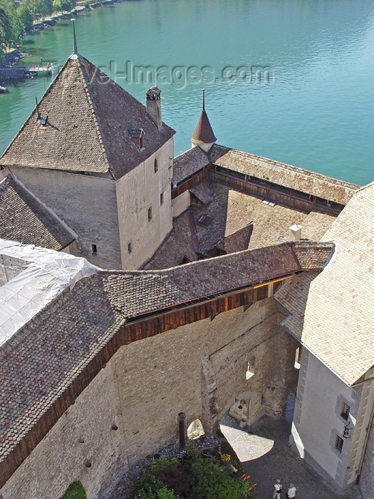 switz179: Switzerland - Suisse - Montreux: Chateau de Chillon - from the tower (photo by Christian Roux) - (c) Travel-Images.com - Stock Photography agency - Image Bank