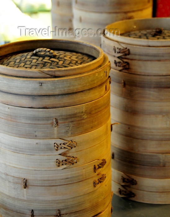 taiwan16: Taipei, Taiwan: stacked bamboo steamer boxes - zhenglong - photo by M.Torres - (c) Travel-Images.com - Stock Photography agency - Image Bank