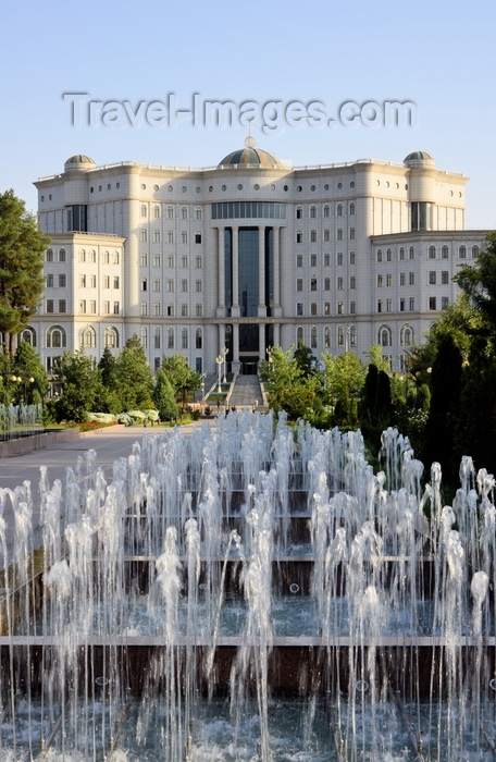 tajikistan12: Dushanbe, Tajikistan: building of the National Library, fountains of Rudaki park in the foreground - photo by M.Torres - (c) Travel-Images.com - Stock Photography agency - Image Bank