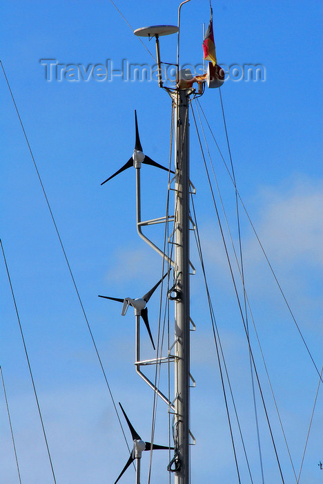 trinidad-tobago54: Port of Spain, Trinidad: wind generators on the mast of a sailing boat - photo by E.Petitalot - (c) Travel-Images.com - Stock Photography agency - Image Bank