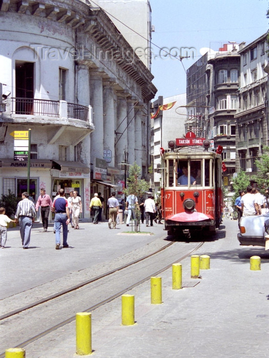 turkey160: Istanbul, Turkey: streetcar / tram in Galatasaray - photo by M.Bergsma - (c) Travel-Images.com - Stock Photography agency - Image Bank
