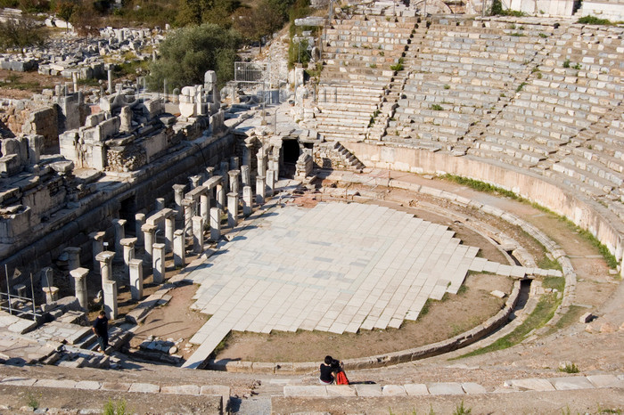 turkey44: Efes / Ephesus - Selcuk, Izmir province, Turkey: the Theatre, the largest in Anatolia - Panayir Hill - photo by D.Smith - (c) Travel-Images.com - Stock Photography agency - Image Bank