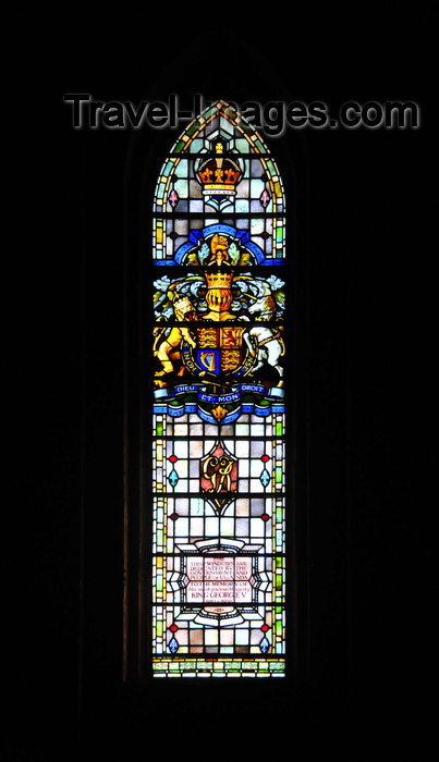 uganda102: Kampala, Uganda: St. Paul's Anglican Cathedral - stained glass window honoring king George V and bearing his coat of arms - photo by M.Torres - (c) Travel-Images.com - Stock Photography agency - Image Bank