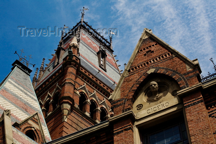 usa1242: Cambridge, Greater Boston, Massachusetts, USA: Cicero head and roof detail of Memorial Hall, completed in 1868, built in the High Victorian Gothic style - Harvard University - photo by C.Lovell - (c) Travel-Images.com - Stock Photography agency - Image Bank
