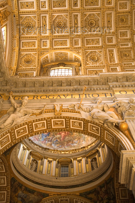 vatican56: Vatican City, Rome - inside Saint Peters Basilica - ceiling of the nave and a side chapel - photo by I.Middleton - (c) Travel-Images.com - Stock Photography agency - Image Bank