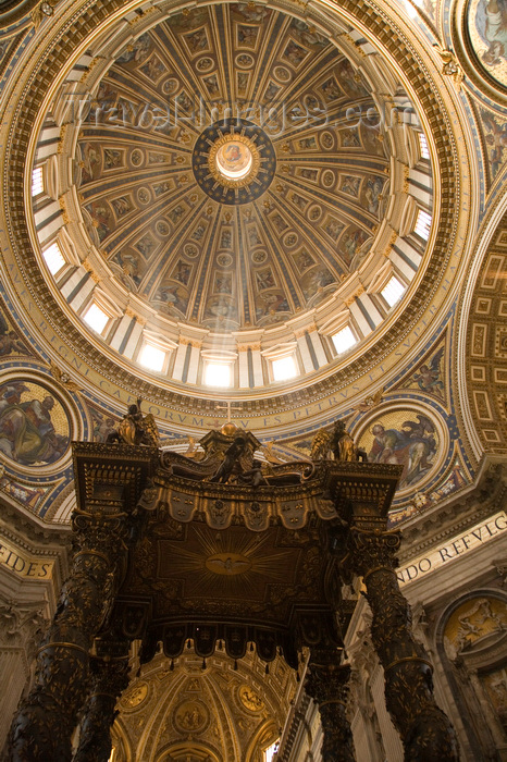 vatican58: Vatican City, Rome - inside Saint Peters Basilica -  Bernini's baldacchino and the dome - photo by I.Middleton - (c) Travel-Images.com - Stock Photography agency - Image Bank