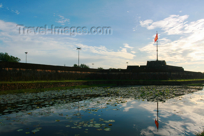 vietnam169: Hue - Vietnam: flag tower reflected on the Perfume River - Song Huong - photo by Tran Thai - (c) Travel-Images.com - Stock Photography agency - Image Bank