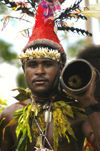 PNG - Papua New Guinea - Male performer & drum, Ali Island (photo by B.Cain)