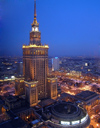 Poland - Warsaw: Palace of Culture and Science - evening - photo by J.Kaman