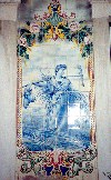 Coimbra: mulher camponesa - azulejos na Padaria Popular