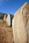 Portugal - Almendres: cromlech  - circle of menhirs - trio - prehistoric megalithic structure/ Almendre: cromeleque - crculo de menires - photo by M.Durruti
