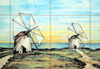 bidos, Portugal: tiles - windmills by the sea - azulejos - moinhos junto ao mar - photo by M.Durruti