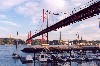 Portugal - Portugal - Lisboa: Ponte Antnio Oliveira Salazar (ou 25 de Abril) sobre o Tejo - vista da Doca de Santo Amaro / Marina de Alcantara - as docas - photo by M.Durruti