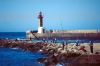 Portugal - Porto: Foz - pescadores e Farol do Passeio Alegre / anglers and lighthouse - photo by F.Rigaud