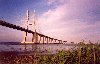 Portugal - Lisbon: ponte Vasco da Gama - junto  foz do Tranco / Vasco da Gama cable stayed bridge over the Tagus river - photo by M.Durruti