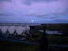 Marion Island, Prince Edward islands: Moon rising above the sea - Gentoo Lake to right side - fuel tanks - photo by U.S. Department of Homeland Security, Environmental Measurements Laboratory (in P.D.)