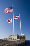 Puerto Rico - San Juan: San Felipe del Morro - flags (photo by D.Smith)