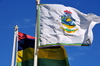 Plaine Corail, Rodrigues island, Mauritius: flags of Rodrigues Island and Mauritius - photo by M.Torres