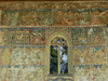 Gura Humorului, Suceava county, southern Bukovina, Romania: Voronet Monastery - frescoes in the exterior walls - founded by Stephen III of Moldavia - photo by J.Kaman