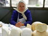 Sighetu Marmatiei, Maramures county, Transylvania, Romania: cheese seller - photo by J.Kaman