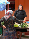 Sighetu Marmatiei, Maramures county, Transylvania, Romania: women and cocumbers at the market - photo by J.Kaman