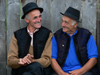 Ieud, Maramures county, Transylvania, Romania: smiling local men - photo by J.Kaman