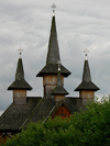 Ieud, Maramures county, Transylvania, Romania: wooden church - four spires - timber construction tradition - photo by J.Kaman