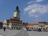 Brasov / Kronstadt, Transylvania, Romania: Council House with the Trumpets Tower - Piata Sfatului - the City Hall Square - Marktplatz - photo by J.Kaman