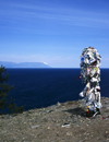 Lake Baikal, Irkutsk oblast, Siberia, Russia: Russia: northern shore of Olchon Island - Buryat people being superstitious built a remembrance totem - Shamanism - photo by A.Harries