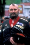 Russia - Kuban - Krasnodar kray: posing cossack - solider - Russian - mr t - decorated war veteran (photo by Vladimir Sidoropolev)
