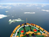 Russia - Bering Strait (Chukotka AOk): icebreaker - Kapitan Khlebnikov View from the 10-storey high bridge - the prow - navio quebra gelos (photo by R.Eime)