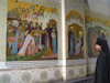 Russia - Sergiev Posad - Moscow oblast: priest and murals - Trinity Monastery of St Sergius - Trinity Lavra - photo by J.Kaman