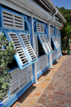 Gustavia, St. Barts / Saint-Barthlemy: slatted shutters at La Route des Boucaniers Creole restaurant - Rue de Bord de Mer - photo by M.Torres