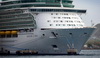 Basseterre, Saint Kitts island, Saint Kitts and Nevis: bow view of thecruise ship Freedom of the Seas, operated by Royal Caribbean at Zante Port - photo by M.Torres