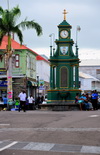 Basseterre, Saint Kitts island, Saint Kitts and Nevis: people at the Berkeley Memorial Clock - the Circus roundabout - drinking fountain - photo by M.Torres