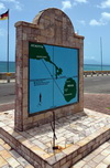 Charlestown, Nevis, St Kitts and Nevis: Christena memorial - a ferry boat shipwreck with 233 fatalities (1970) - map of the route the ferryboat took - photo by M.Torres