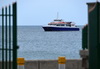 Charlestown, Nevis island, St Kitts and Nevis: the St Kitts ferry arrives from Basseterre, after crossing 'the Narrows' strait - photo by M.Torres